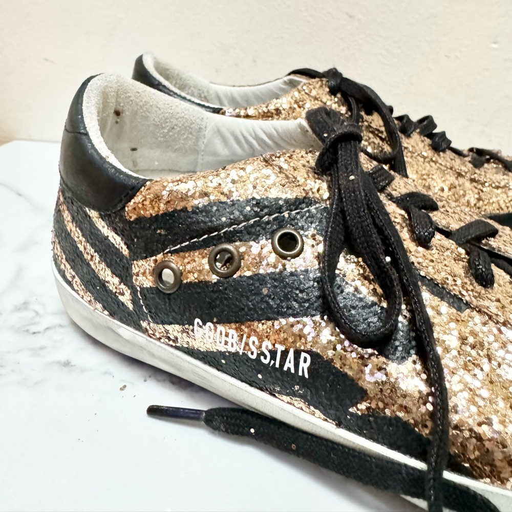 Golden Goose Gold Glitter Flag Sneakers - Picture 6 of 16